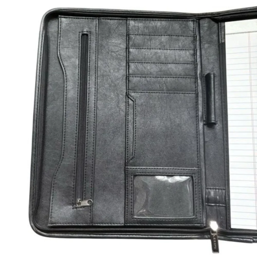 IUP SMA Student Marketing Association Black Zippered Padfolio Portfolio Leed's